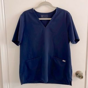 FIGS Casma Three-Pocket Scrub Top, XL, Navy